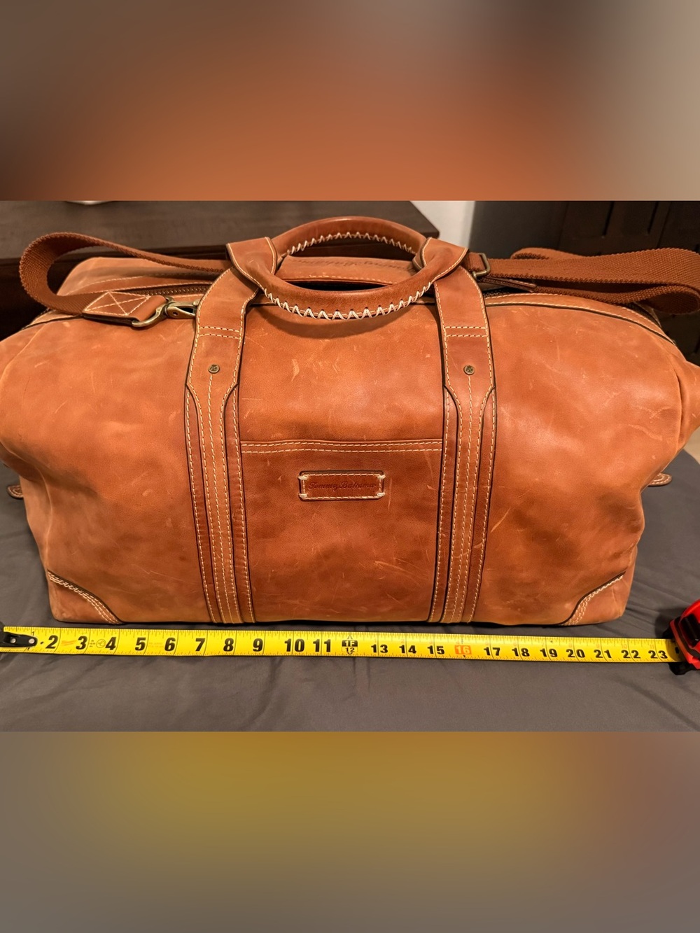 Tommy Bahama Tan/Brown Leather Travel Duffel